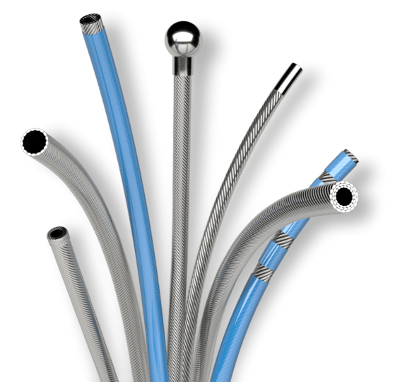 an array of HHS tube Torque Coil products, including end terminations, coating, and mechanical assembly parts